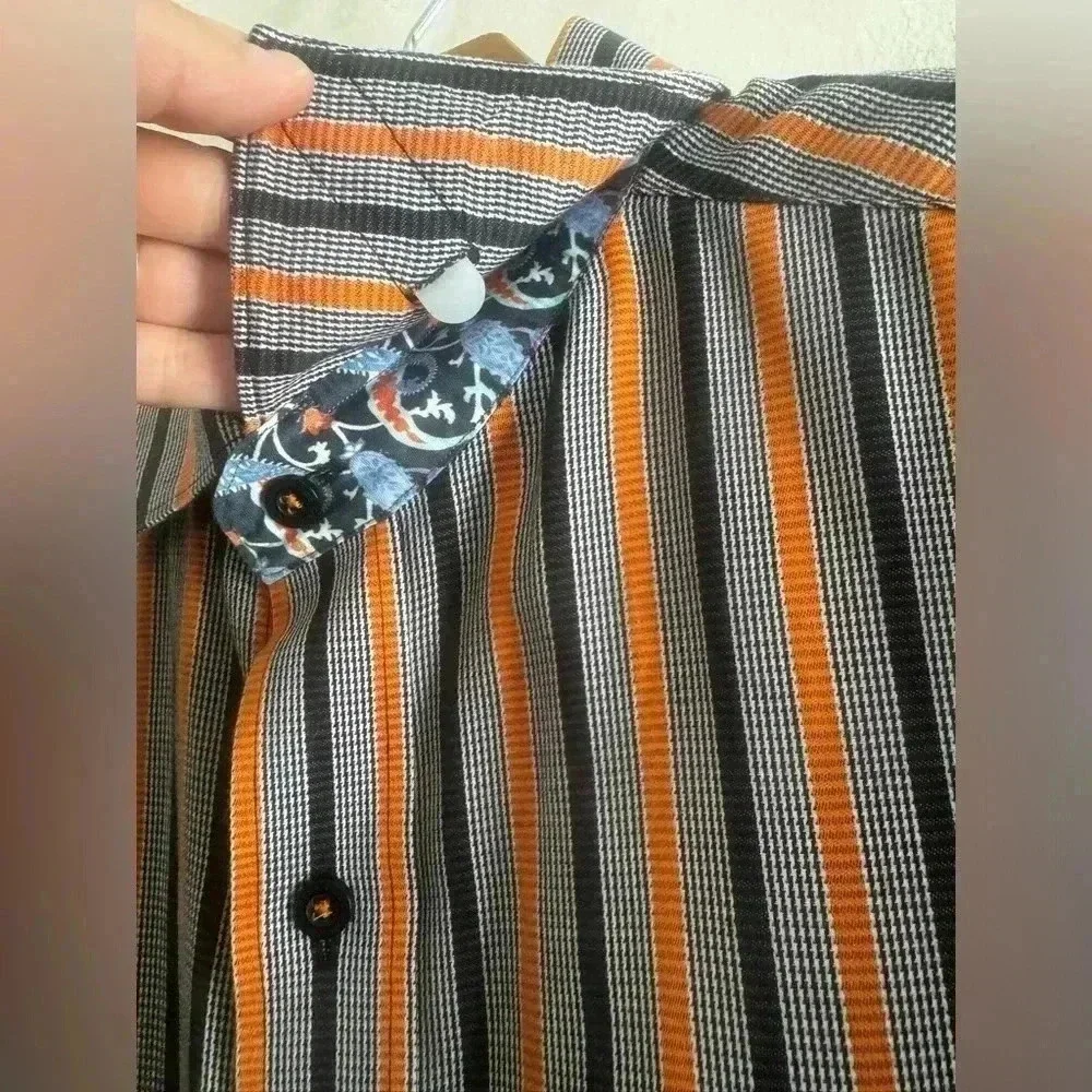 Robert Graham Button Down Dress Shirt Men's Long Sleeve Stripe Size M - Picture 10 of 16